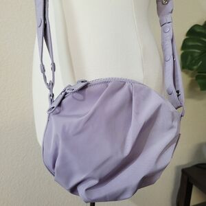 Dagne Dover Light Purple Crossbody Zipper Bag Oval Shape Adjustable Snap Straps